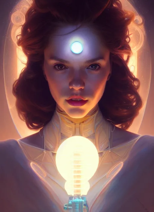 Image similar to full body portrait of girl, chemisty, sci - fi, glowing lights!! intricate, elegant, highly detailed, highly detailed face, digital painting, artstation, concept art, smooth, sharp focus, illustration, art by artgerm and greg rutkowski and alphonse mucha, 8 k