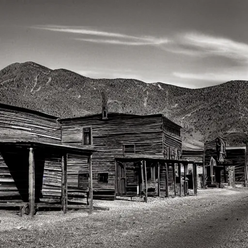 Image similar to an old west ghost town, by ivan albright