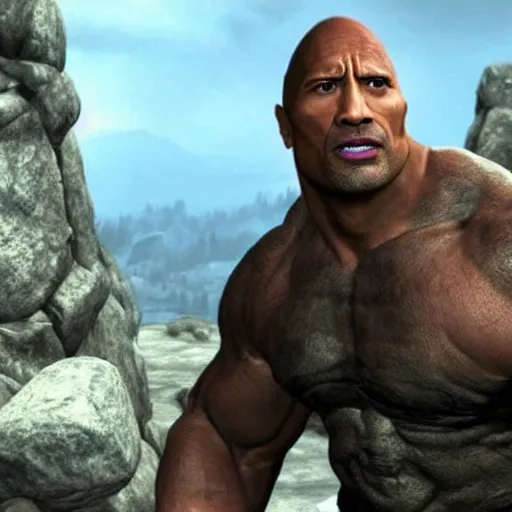 Image similar to Dwayne The Rock Johnson in the Skyrim game