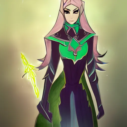 Prompt: concept art, elf woman, rayla, the dragon prince style, portrait