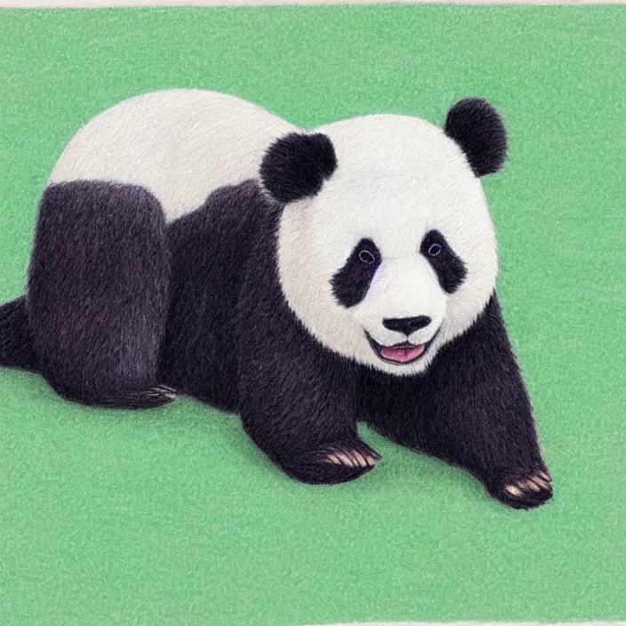 Prompt: isometric color pencil of a panda, i'm the style of spirited away