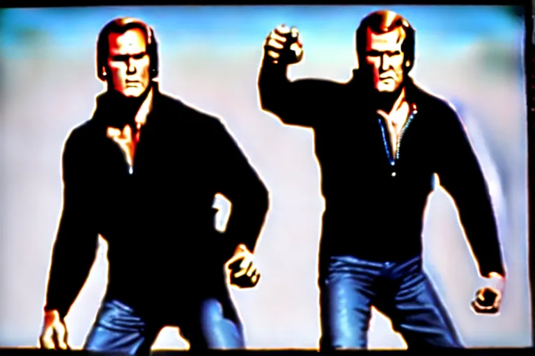 Prompt: actor lee majors playing steve austin, the six million dollar man, a tv series poster, moma museum 8 k