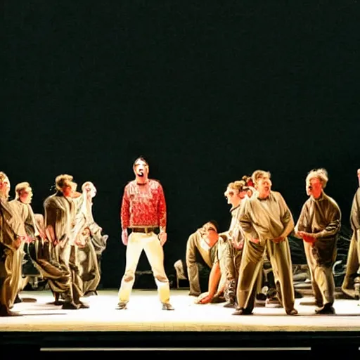 Prompt: wozzeck directed by Baz Luhrmann, opera production photo