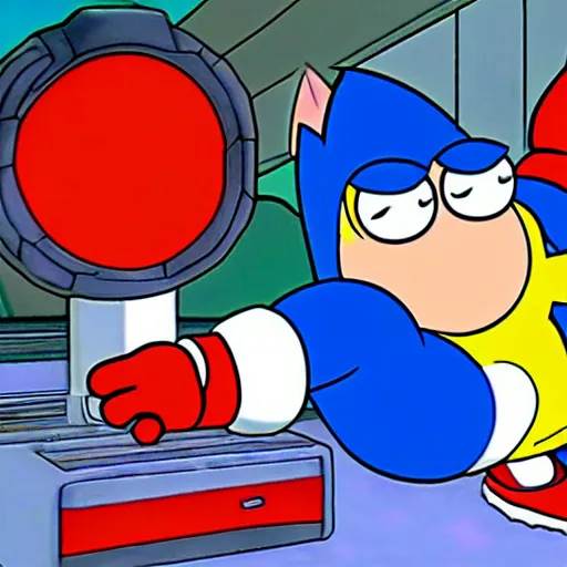 Sonic the hedgehog, in a screenshot of Family Guy, Stable Diffusion