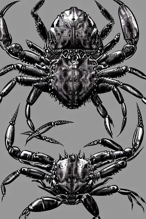 Image similar to crab humanoid heavily armoured, symmetrical, highly detailed, digital art, needles, lobster, chitin, sharp focus, trending on art station, kentaro miura manga art style
