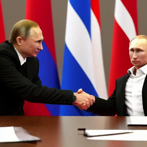 Image similar to putin teams up with a mysterious teenage putin