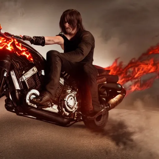 Prompt: Norman reedus As Ghostrider hyper realistic 4K quality
