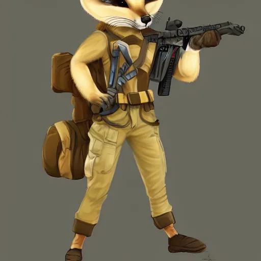 Image similar to Fennec Fox as a Soldier, Artstation, Digital Art, Award Winning Masterpiece,