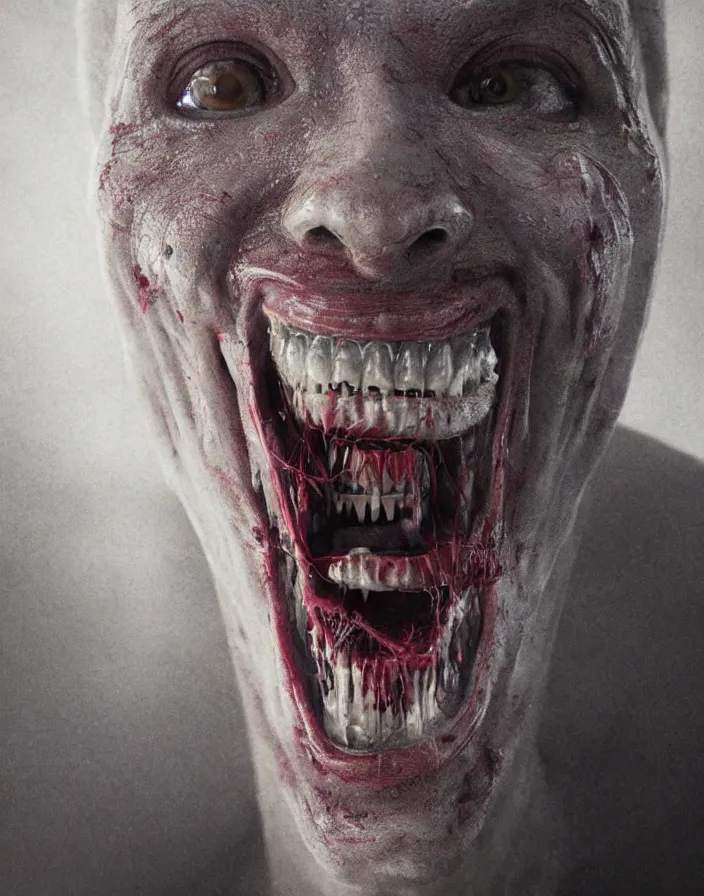 Image similar to an infectious smile in a horror film, intricate artwork by Tooth Wu and wlop and beeple. octane render, trending on artstation, greg rutkowski very coherent symmetrical artwork. cinematic, hyper realism, high detail, octane render, 8k