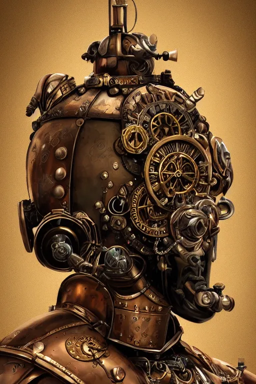 Image similar to steampunk helmet fantasy art mask robot ninja stylized digital illustration sharp focus, elegant intricate digital painting artstation concept art global illumination ray tracing advanced technology chaykin howard and campionpascale and cooke darwyn and davis jack