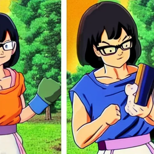 Image similar to Tina Belcher making kame hame ha in Dragon Ball Z