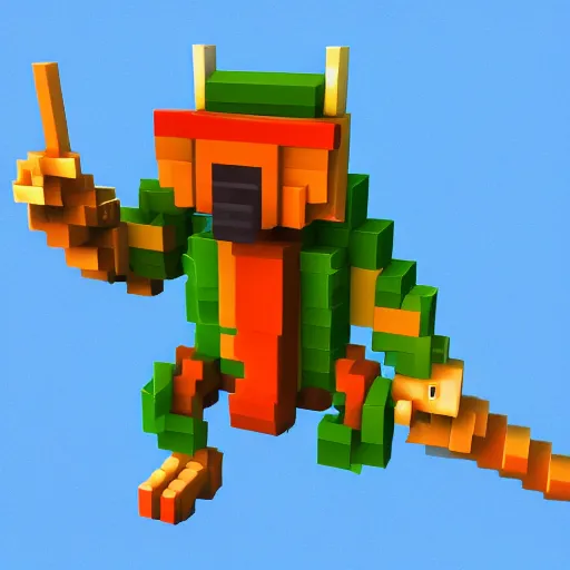 Prompt: voxel art of a battle monkey, 3d render, character design