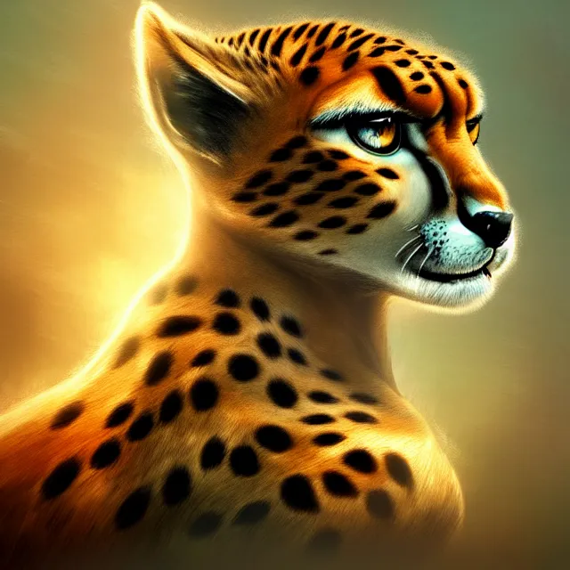 Prompt: epic professional digital art of a cheetah cgsociety wlop behance by pixiv