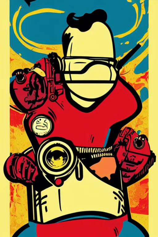 Image similar to fallout 7 6 retro futurist illustration art by butcher billy, sticker, colorful, illustration, highly detailed, simple, smooth and clean vector curves, no jagged lines, vector art, smooth andy warhol style