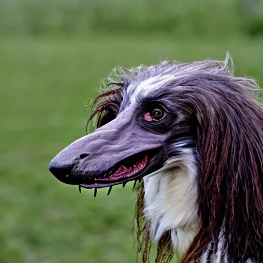 Image similar to photo of a hybrid between a borzoi and a velociraptor