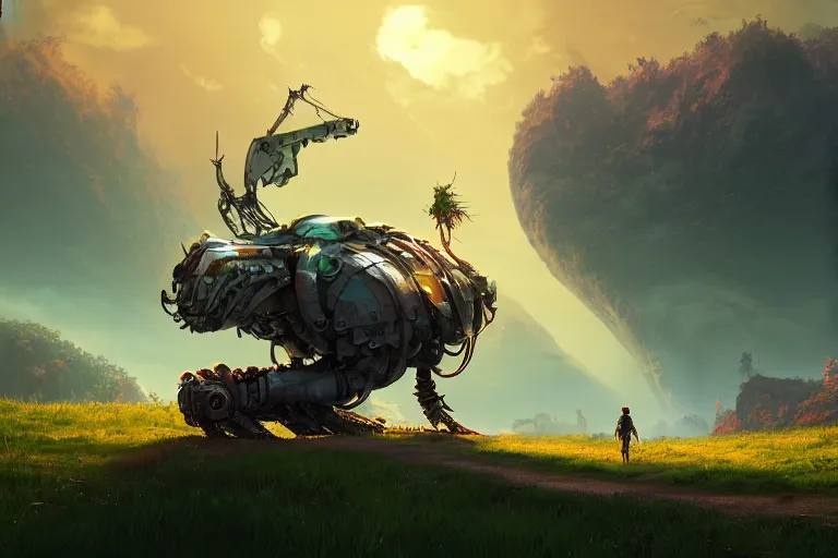 Image similar to gediminas pranckevicius machine mecanical creature robot of horizon forbidden west horizon zero dawn radiating a glowing aura global illumination ray tracing hdr fanart arstation by ian pesty and alena aenami artworks in 4 k