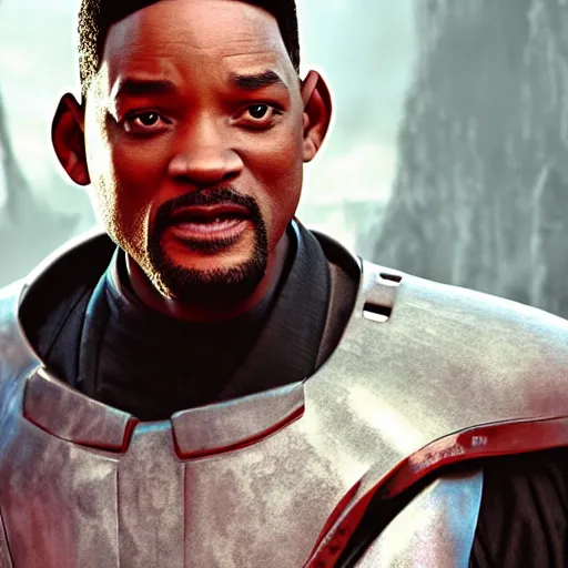 Image similar to will smith as a jedi, starwars, hyper detailed, digital art, trending in artstation, cinematic lighting, studio quality, smooth render, unreal engine 5 rendered, octane rendered