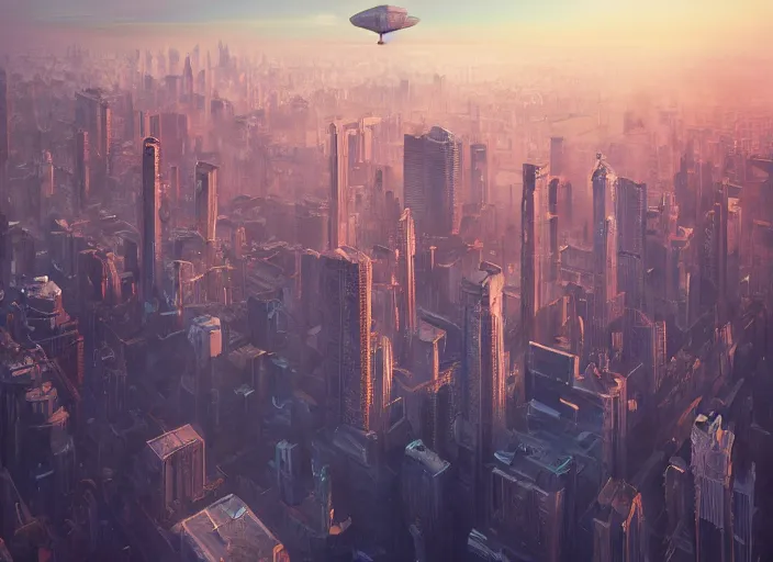 Image similar to painting of a tall city from above the clouds, intricate abstract. delicate artwork. by Tooth Wu, wlop, beeple, dan mumford. octane render, trending on artstation, greg rutkowski very coherent symmetrical artwork. cinematic, hyper realism, high detail, octane render, 8k, depth of field, bokeh. chrome accents.