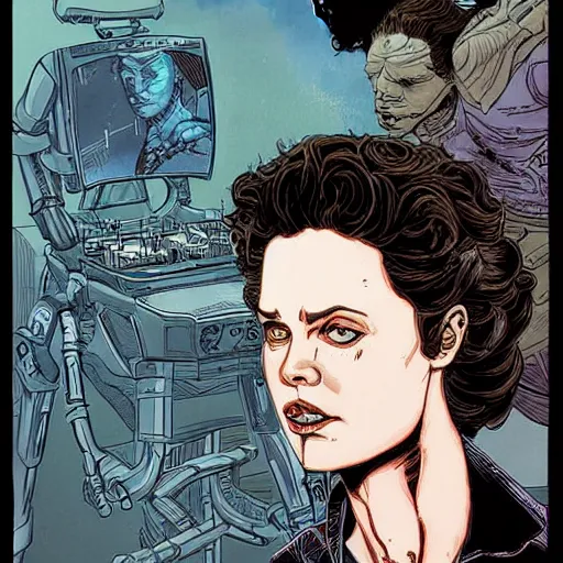 Image similar to ripley by J. O'Barr, color graphic novel illustration, intricate, ink