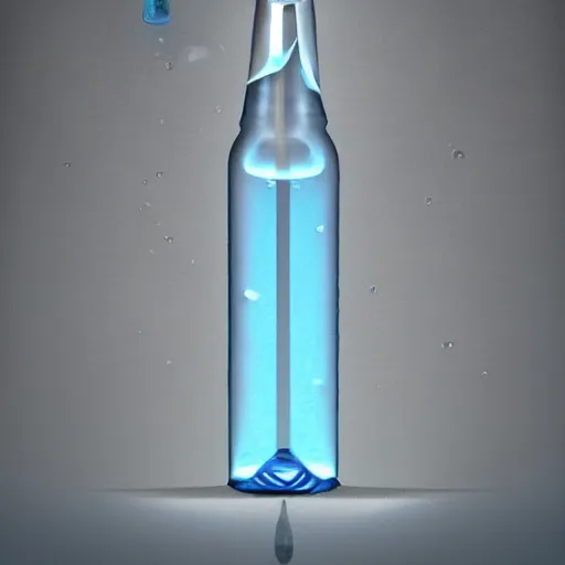 Image similar to a bottle of water falling through the depths of despair, artstation