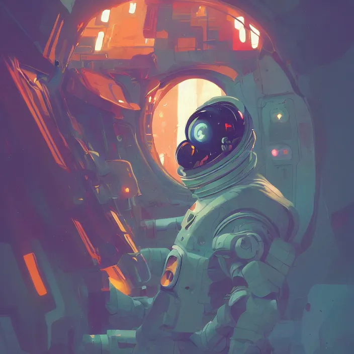 Image similar to a beautiful painting of a cyberpunk astronaut by sergey kolesov and sachin teng and pascal blanche. in style of digital art. colorful comic, symmetry, hyper detailed. octane render. trending on artstation