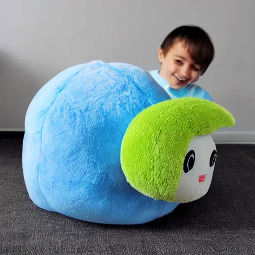 Prompt: children's plush toy shaped like a nissan cube