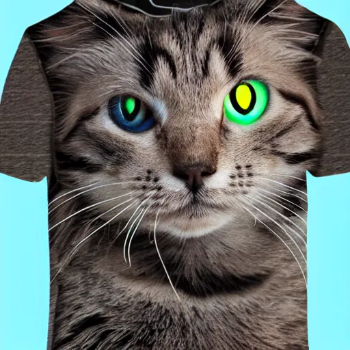 Image similar to cat with laser eyes, graphic tees