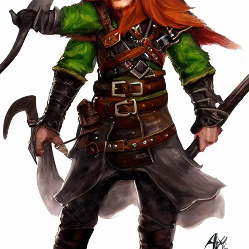 Prompt: handsome grinning ginger elf rogue, tricorne pirate captain hat, naval background, D&D, fantasy, portrait, cinematic lighting, centered, symmetrical, highly detailed, digital painting, artstation, concept art, smooth, sharp focus, illustration, volumetric lighting, epic Composition, 8k, anatomically correct, art by Akihiko Yoshida and Greg Rutkowski and Craig Mullins, oil painting, cgsociety