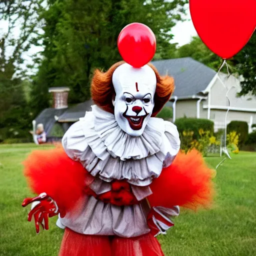 Image similar to pennywise the clown hosting a childrens party