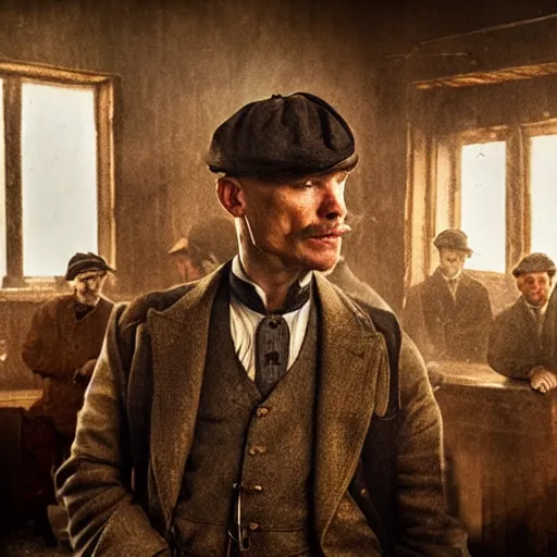 Prompt: peaky blinders in russian village, xvii century, detailed, dramatic lighting, photo-realistic