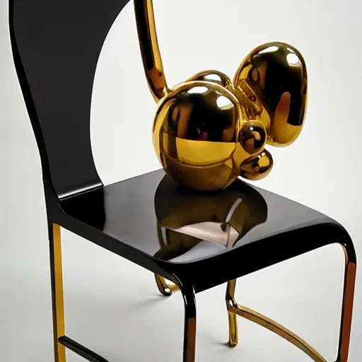 Prompt: Jeff Koons style metal chair