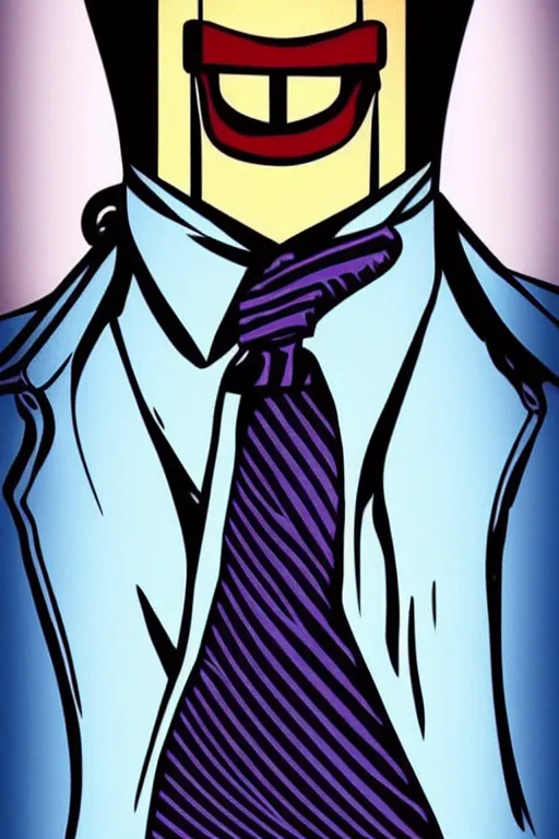 Prompt: men using tie shirt, pop art, bioshock infinite art style