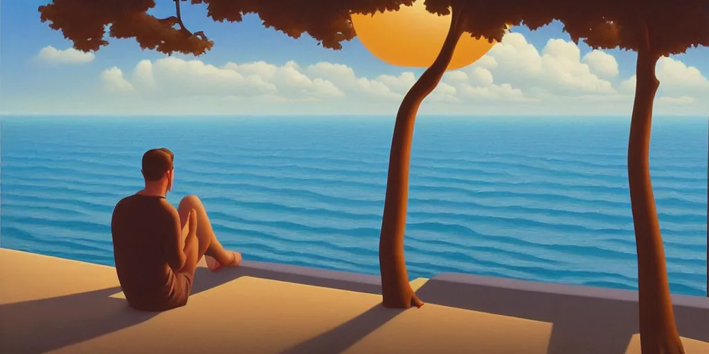 Image similar to watching the sea, summer evening, kenton nelson