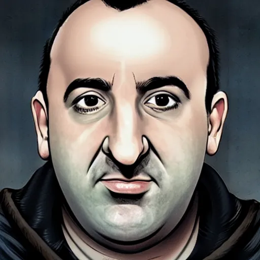 Image similar to Mike Stoklasa from Red Letter Media as a black hooded executioner