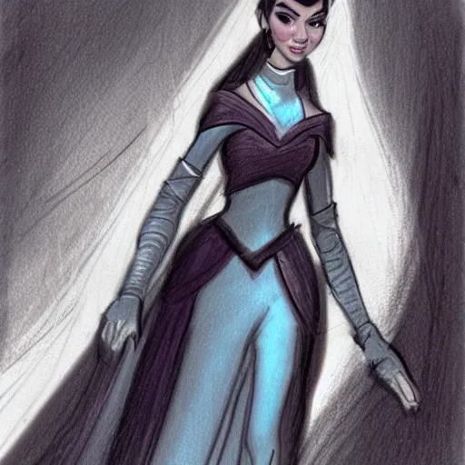 Image similar to milt kahl sketch of victoria justice as princess padme from star wars episode 3