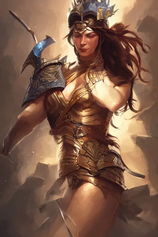 Image similar to amazon valkyrie athena, d & d, fantasy, portrait, highly detailed, headshot, digital painting, trending on artstation, concept art, sharp focus, illustration, art by artgerm and greg rutkowski and magali villeneuve