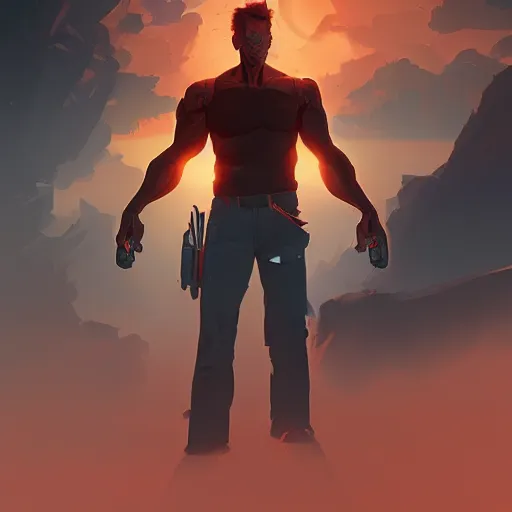 Image similar to hero world the terminator, behance hd by jesper ejsing, by rhads, makoto shinkai and lois van baarle, ilya kuvshinov, rossdraws global illumination