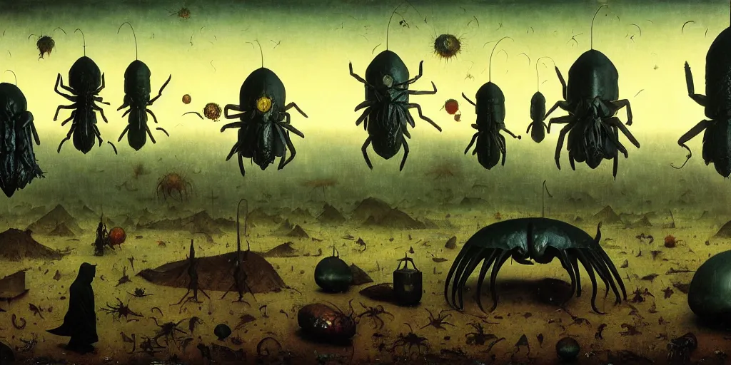 Image similar to muslim arthropods, as a matte oil painting, surreal, fog, concept art, award - winning, extremely detailed, sharp focus, very coherent and colorful high contrast masterpiece by norman rockwell franz sedlacek hieronymus bosch dean ellis simon stalenhag rene magritte gediminas pranckevicius, dark shadows, sunny day, hard lighting