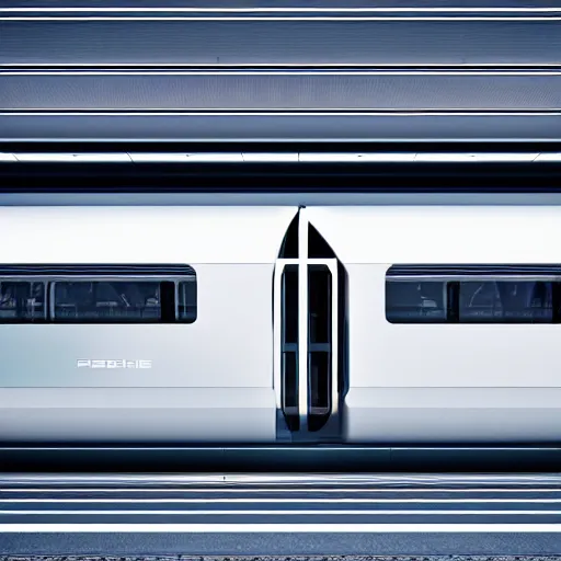 Image similar to futuristic train designed by porsche, xf iq 4, 1 5 0 mp, 5 0 mm, f / 1. 4, iso 2 0 0, 1 / 1 6 0 s, natural light, octane render, adobe lightroom, rule of thirds, symmetrical balance, depth layering, polarizing filter, sense of depth, ai enhanced