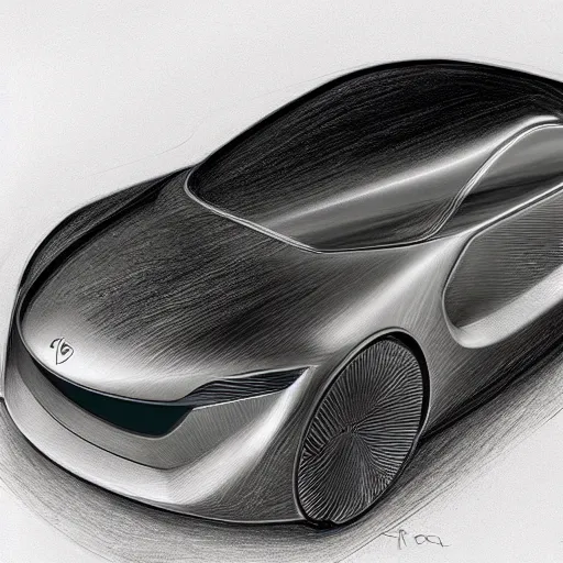 Prompt: apple's car to be released in 2027 as sketched by Leonardo davinci. Concept sketch.