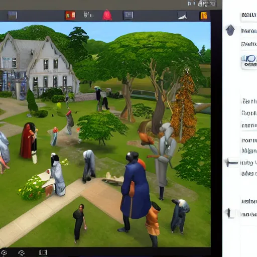 Image similar to screenshot of The Sims 5, designed by hieronymus bosch and Brueghel.