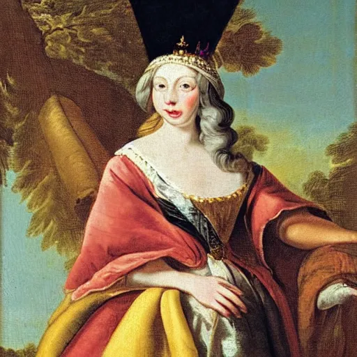 Image similar to a rabbit dressed as a queen wearing a crown, 18th century oil painting