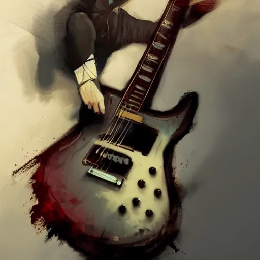 Image similar to periphery playing guitar trending on artstation, painted by greg rutkowski