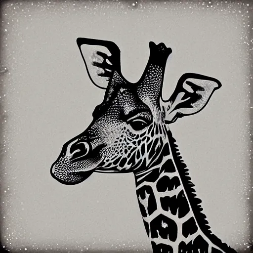 Image similar to “giraffe, dotart, album art in the style of James Jean”