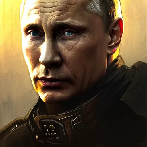 Prompt: Vladimir Putin as as Aiden Caldwell character from Dying Light 2 Stay Human, western, D&D, fantasy, intricate, elegant, highly detailed, digital painting, artstation, concept art, matte, sharp focus, illustration, art by Artgerm and Greg Rutkowski and Alphonse Mucha