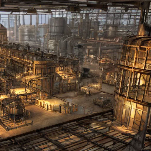 Prompt: photorealistic photograph of a giant steampunk factory, realism, 4k