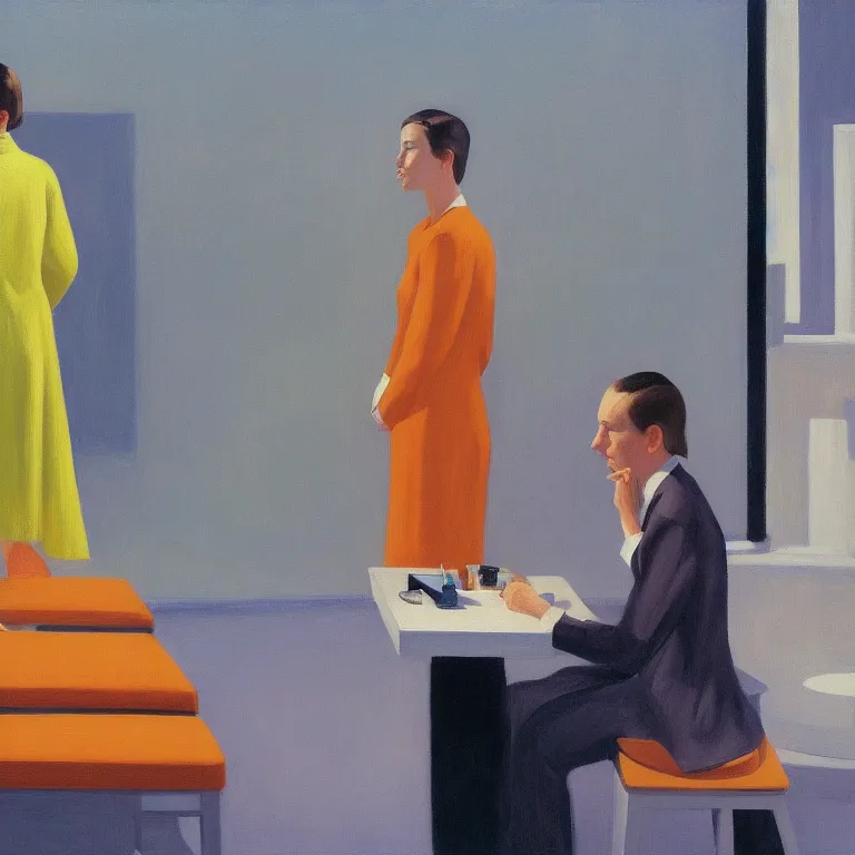 Image similar to dreaming from new economy and a new finacial system, painted by Alex Katz, painted by Edward Hopper, airbrush