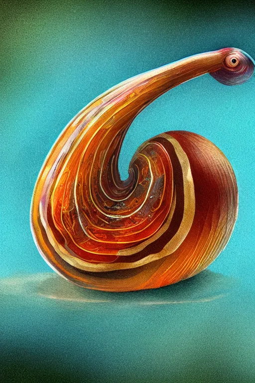 Prompt: pond snail, highly detailed, digital art, sharp focus, trending on art station, illustration