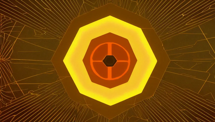 Prompt: hexagon between the sun and planet earth, trending on art station, art deco, retro futurism