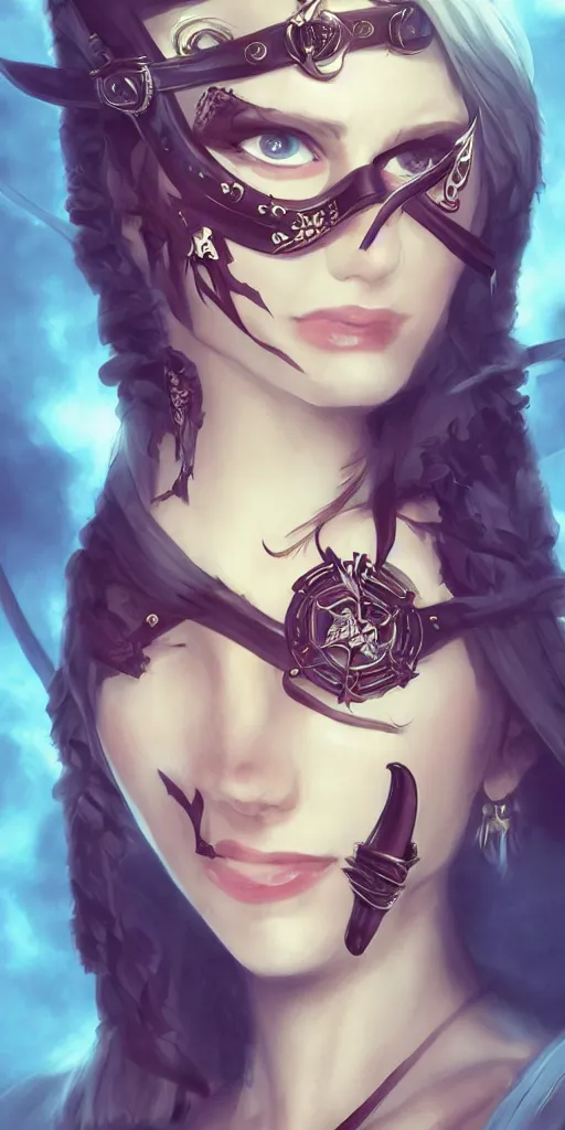 Prompt: Pirate Queen wearing an eyepatch, close-up, highly detailed, high quality, fantasy concept art, soft lighting